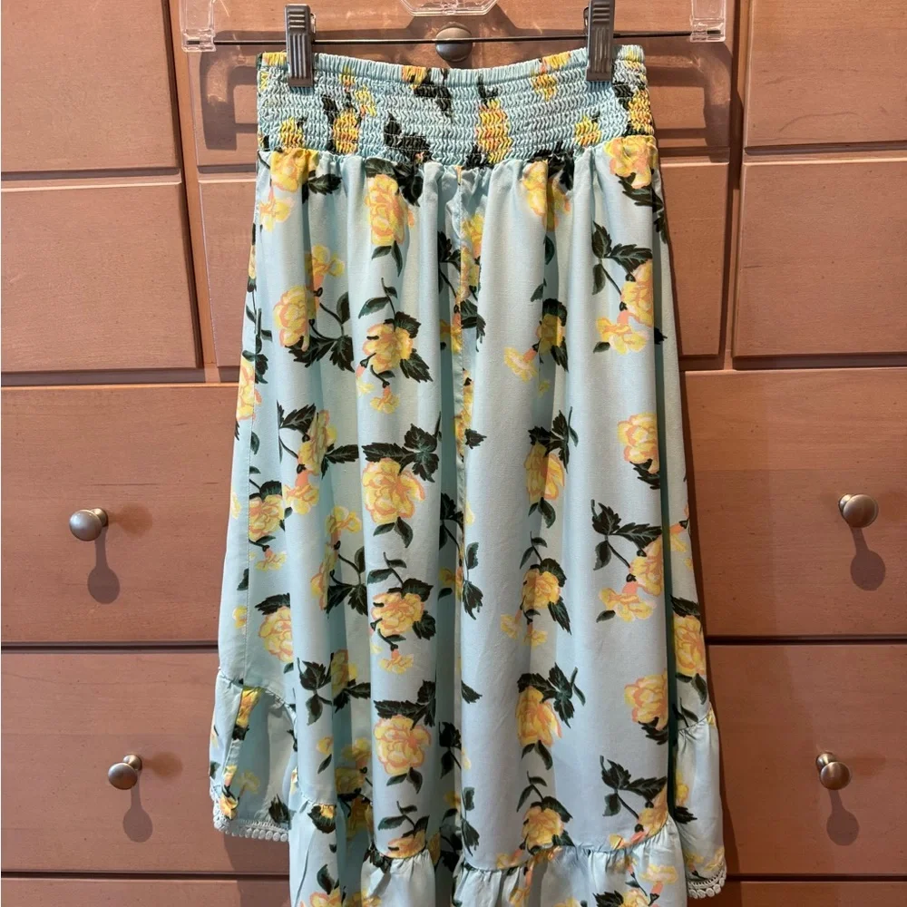 Justice Yellow Rose Floral Tiered Girl’s Skirt Size 8